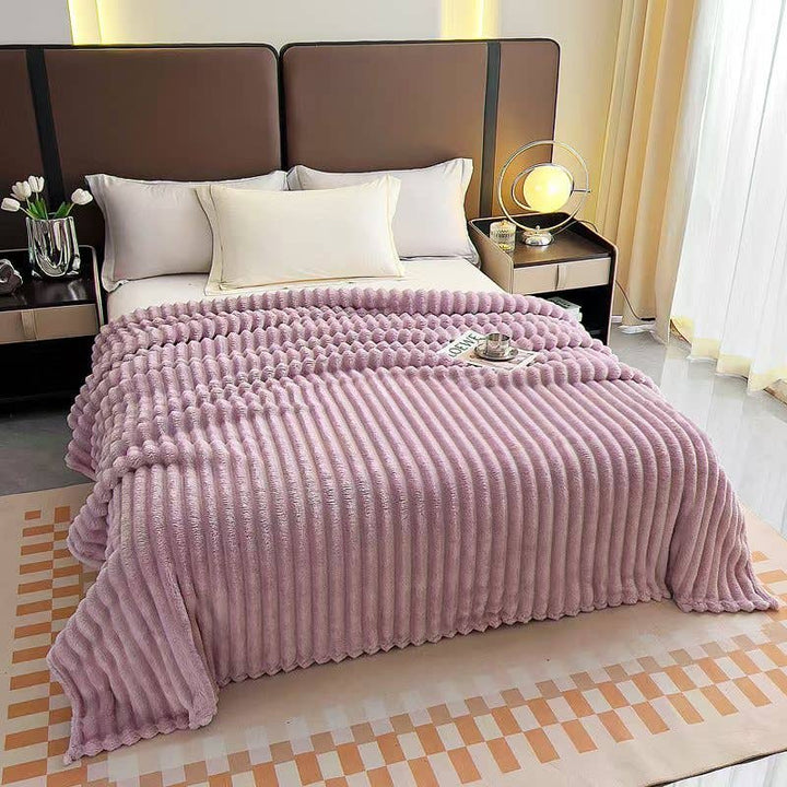 Stripe Fleece Throw – Ultra Plush Ribbed Blanket with 1.6" Wide Channel Texture - Premium blankets from FLUFFERY - Just $37.50! Shop now at Pat's Monograms