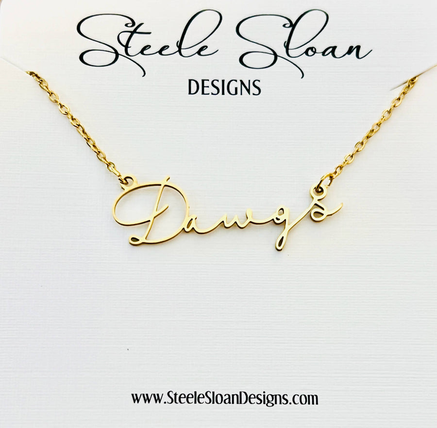 Dawgs Name Necklace - Dawgs Fans -Bulldog Gift - Premium Jewelry from Steele Sloan Designs - Just $34.95! Shop now at Pat's Monograms