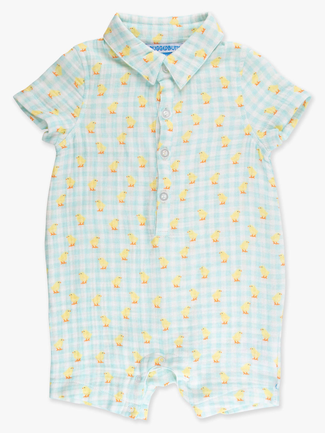 Baby Boys Chirping Chicks Gingham Cotton Gauze Button-Up Romper - Premium Baby & Toddler Outfits from RuffleButts + RuggedButts - Just $42.95! Shop now at Pat's Monograms
