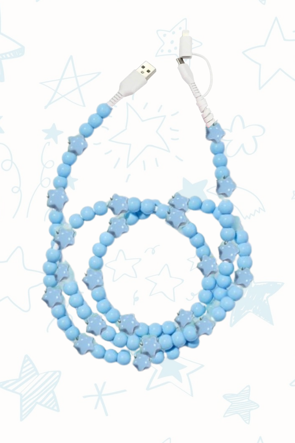 Blue Star Beaded Cord Phone Charger - Premium phone accessories from Nash Grey - Just $13.95! Shop now at Pat's Monograms