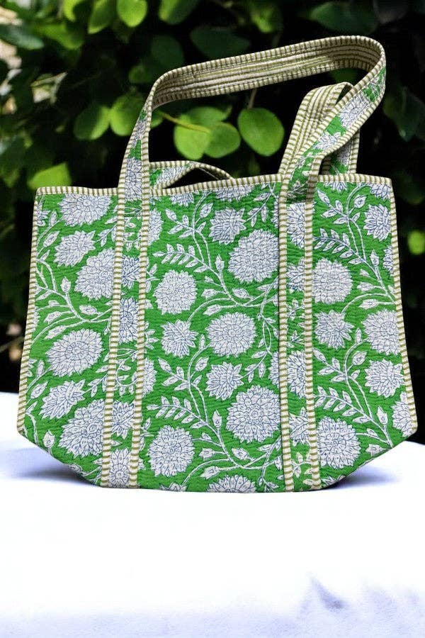 Terra Green Floral Patterned Tote Bag - Premium Bags and Totes from Nash Grey - Just $39.90! Shop now at Pat's Monograms