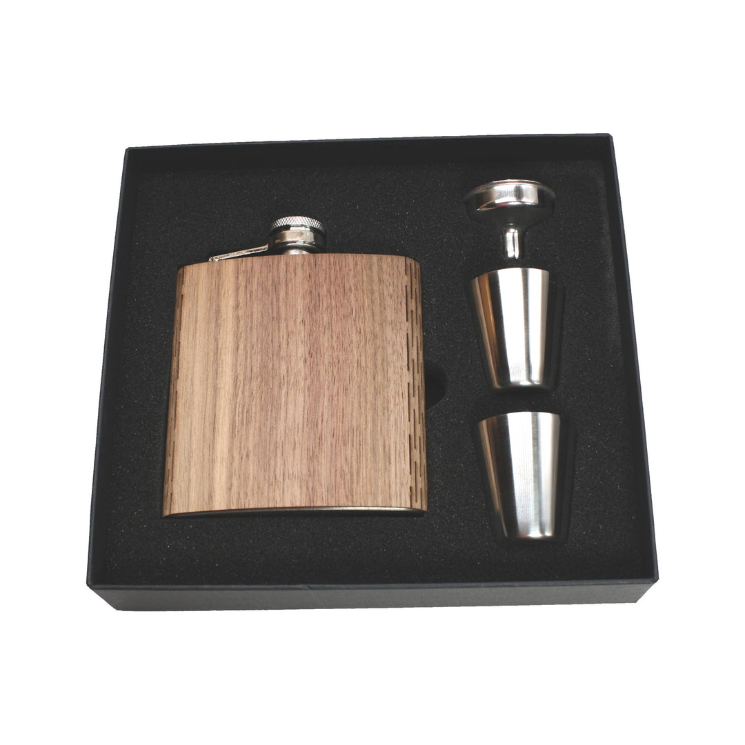 6 oz. Wooden Hip Flask & Gift Box with Shotglasses & Funnel - Premium barware from WUDN Handcrafted - Just $43.95! Shop now at Pat's Monograms