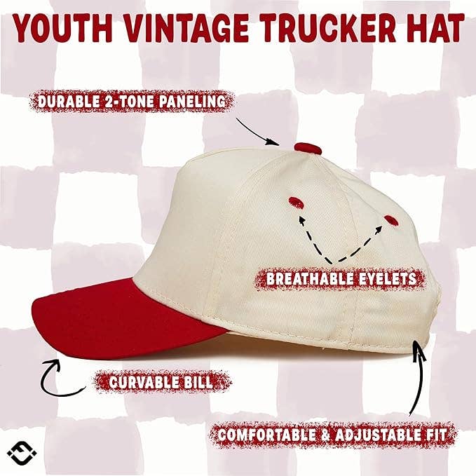 Kids/Baby Two Tone Vintage Cap - Red/Beige - Premium Trucker Cap from Funky Junque - Just $15.95! Shop now at Pat's Monograms