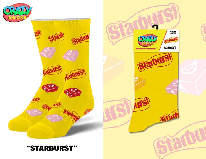 Starburst Novelty Crew Socks - Premium socks from Crazy Socks - Just $7! Shop now at Pat's Monograms