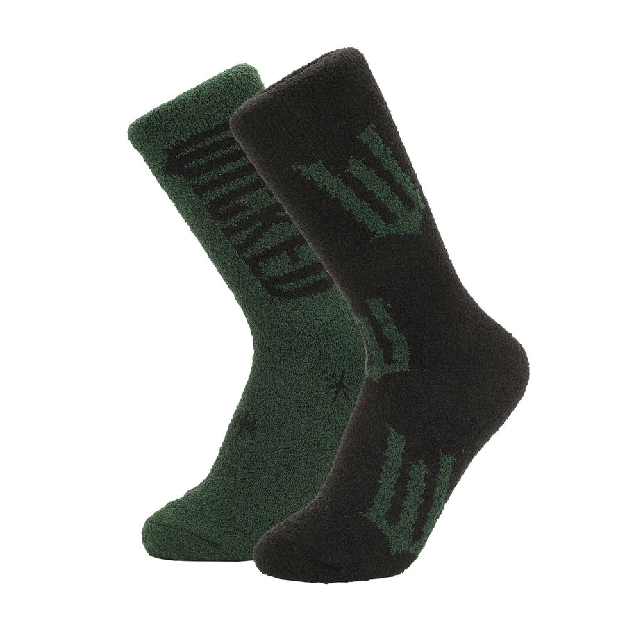 Wicked Logo on Green and Black Womens Chenille Crew Socks - Premium socks from Bioworld Merchandising - Just $12.95! Shop now at Pat's Monograms