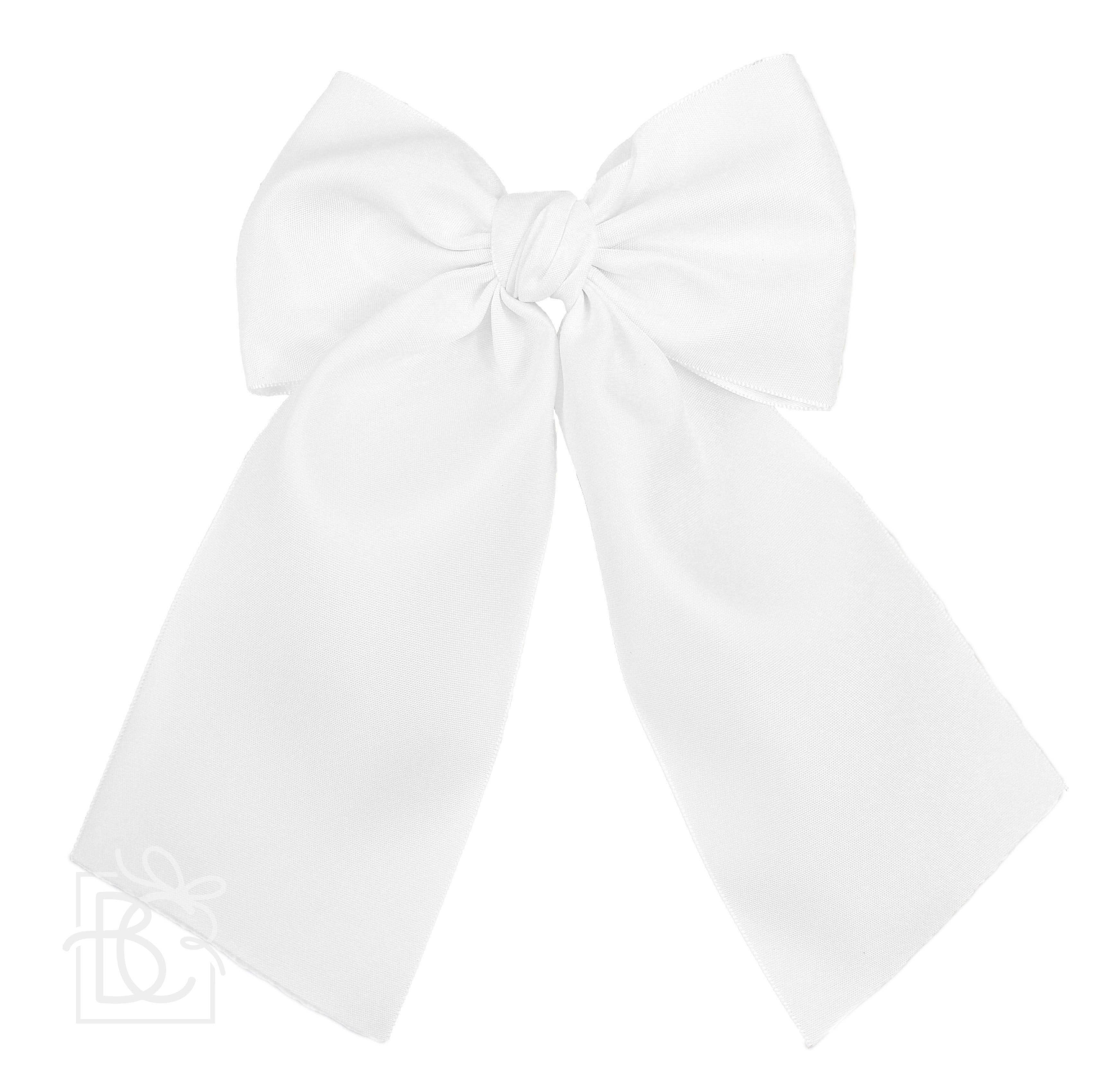 OPAQUE SATIN BOW W/ EURO KNOT & TAILS  ON AN ALLIGATOR CLIP - Premium  from Beyond Creations, LLC - Just $19! Shop now at Pat's Monograms