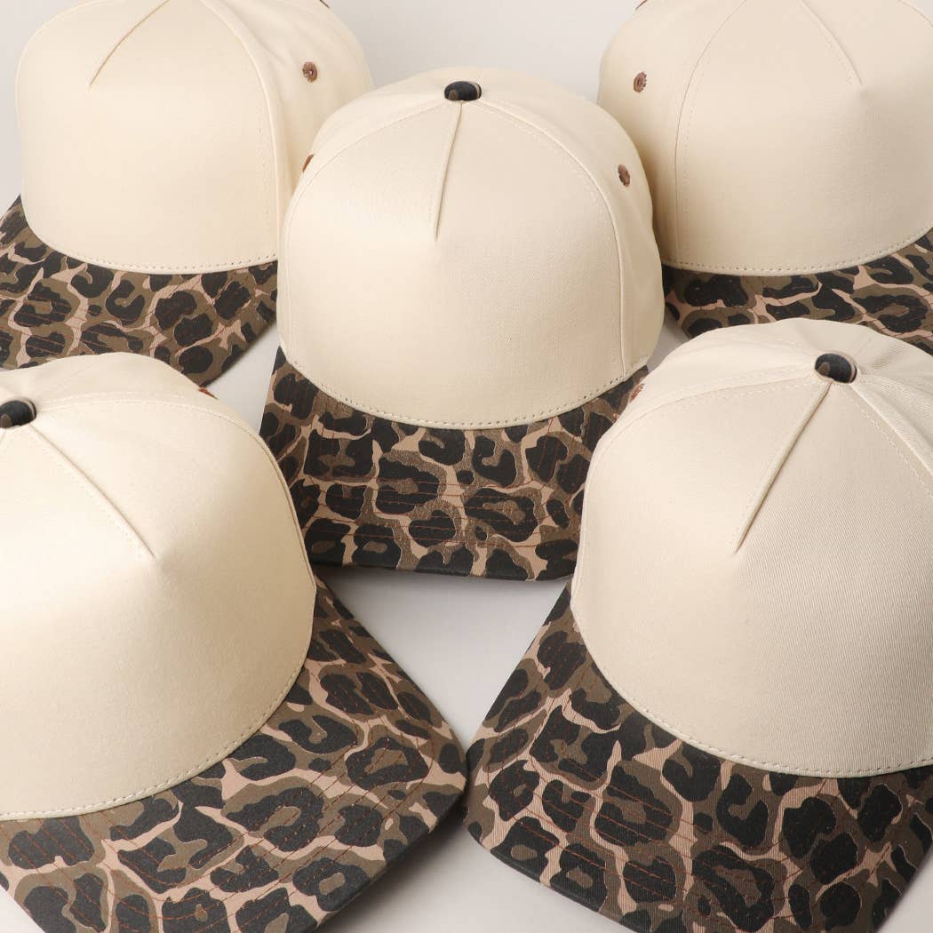 Two Tone Leopard Printed Canvas Trucker Hat - Premium Trucker Cap from Fashion City - Just $15! Shop now at Pat's Monograms