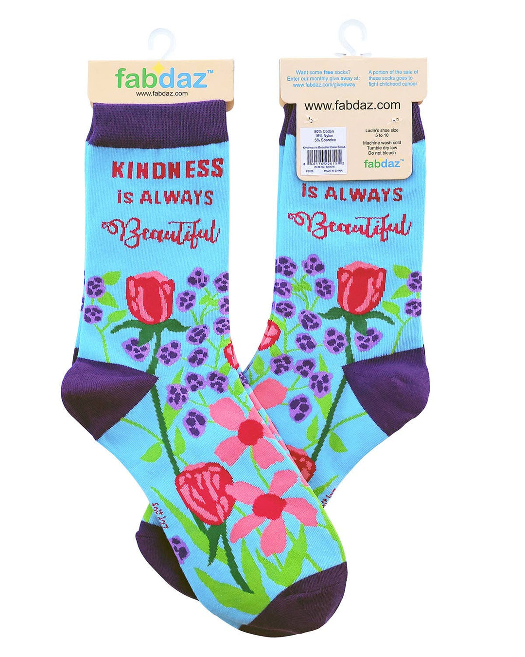 Kindness is Always Beautiful Women's Novelty Crew Socks - Premium socks from Fabdaz - Just $12.95! Shop now at Pat's Monograms