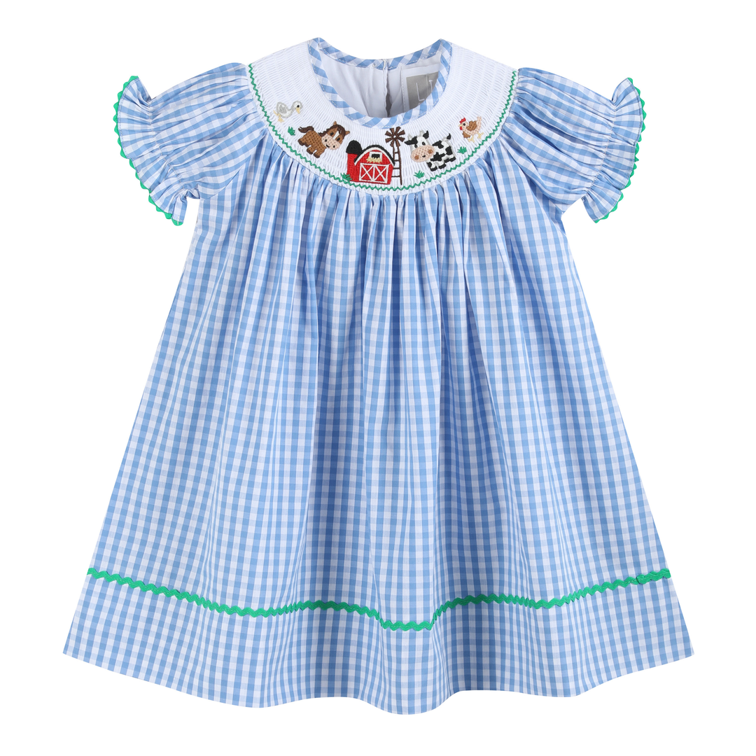 Blue Gingham Farm Smocked Bishop Dress - Premium Baby & Toddler Dresses from Lil Cactus - Just $38.95! Shop now at Pat's Monograms