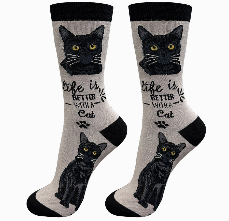 Black Cat - Life is Better Socks - Premium Socks from Sock Daddy - Just $9.95! Shop now at Pat's Monograms