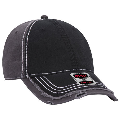 Distressed Two Tone Twill Cap w/ Heavy Stitching - Premium Headwear from Otto Caps - Just $10.95! Shop now at Pat's Monograms