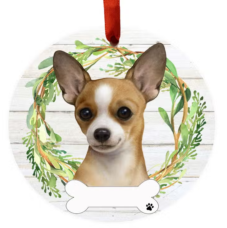 Chihuahua Ceramic Wreath Ornament - Premium Christmas Ornament from E&S Pets - Just $9.95! Shop now at Pat's Monograms