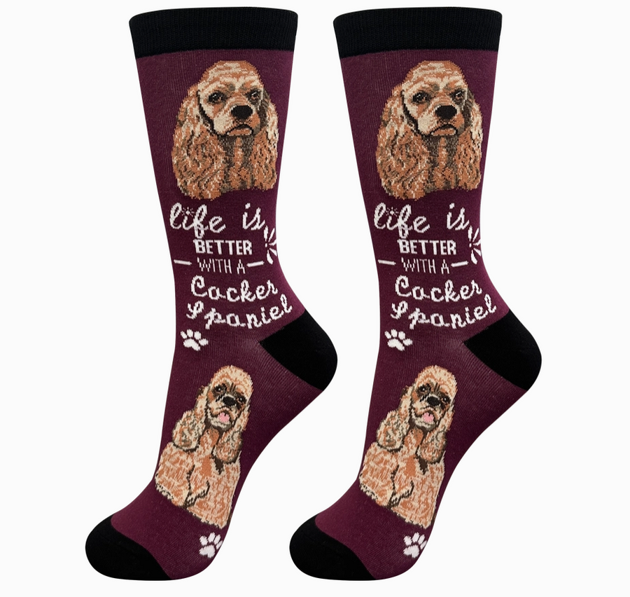 Cocker Spaniel - Life is Better Socks - Premium Socks from Sock Daddy - Just $9.95! Shop now at Pat's Monograms