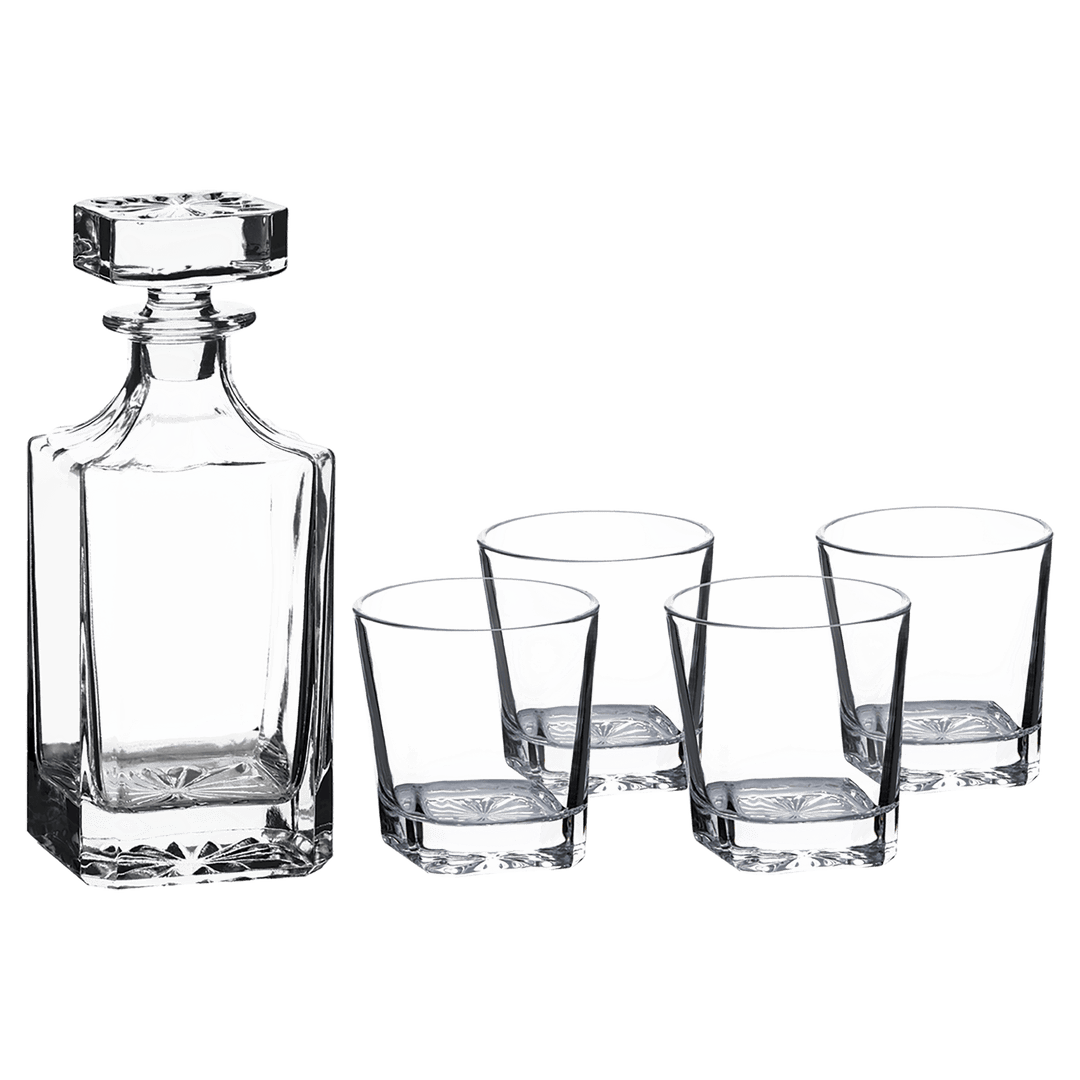 Square Glass Decanter Set with 4 Glasses - 750ml add Laser Engraving - Premium barware from JDS - Just $39.95! Shop now at Pat's Monograms