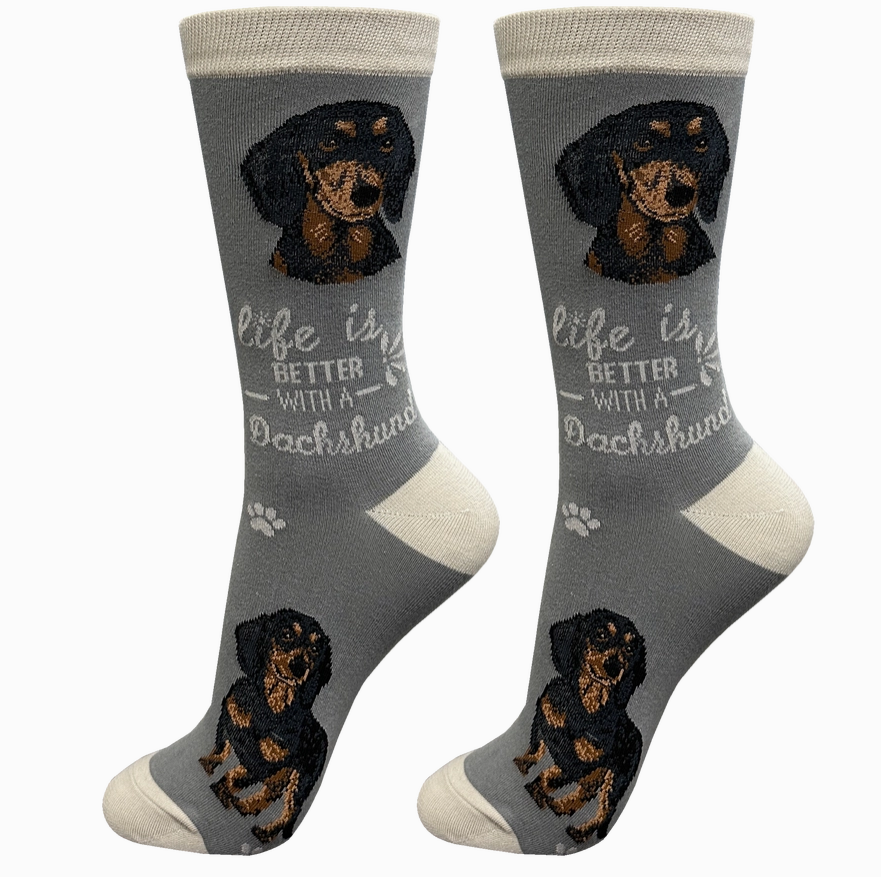 Dachshund Black - Life is Better Socks - Premium Socks from Sock Daddy - Just $9.95! Shop now at Pat's Monograms