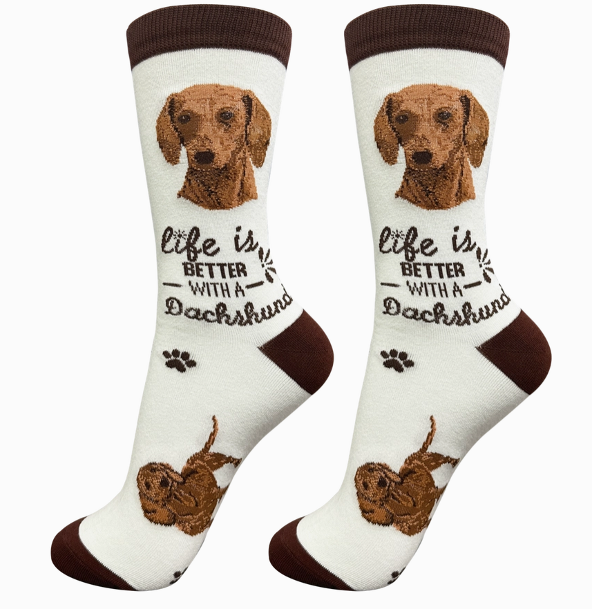 Dachshund Red - life is Better Socks - Premium Socks from Sock Daddy - Just $9.95! Shop now at Pat's Monograms