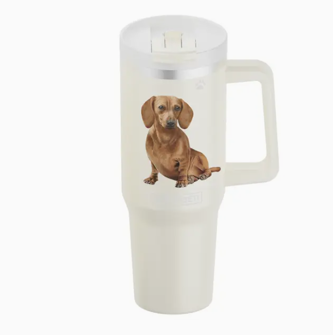 Dachshund, red 40 oz Tumbler with Handle and Straw Lid - Premium Tumblers from E&S Pets - Just $36.95! Shop now at Pat's Monograms