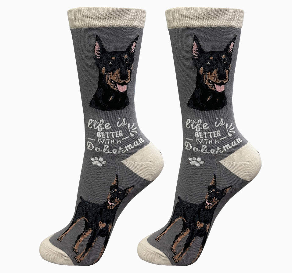 Doberman - Life is Better Socks - Premium Socks from Sock Daddy - Just $9.95! Shop now at Pat's Monograms