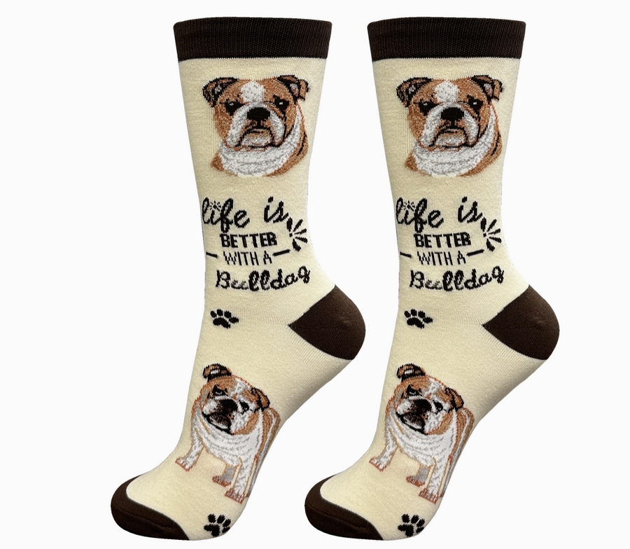 English Bulldog - Life is Better Socks - Premium Socks from Sock Daddy - Just $9.95! Shop now at Pat's Monograms