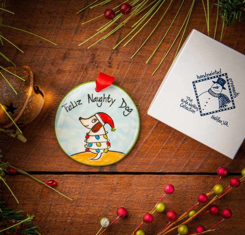 Feliz Naughty Dog Christmas Ornament - Premium  from Nola Watkins - Just $24.95! Shop now at Pat's Monograms