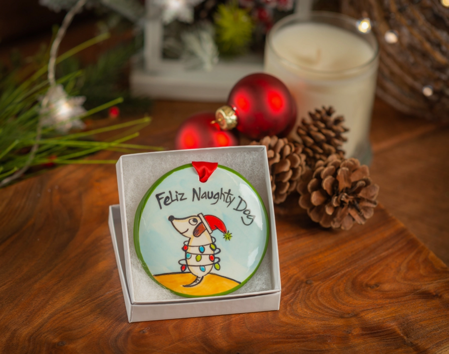 Feliz Naughty Dog Christmas Ornament - Premium  from Nola Watkins - Just $24.95! Shop now at Pat's Monograms