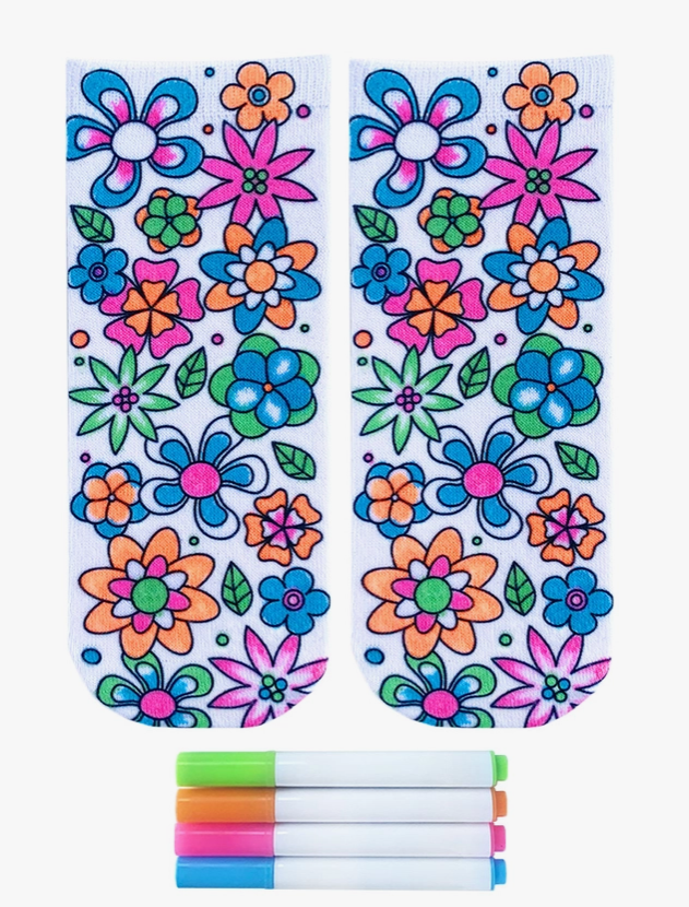 Flower Party Coloring Socks - Premium Socks from Living Royal - Just $8.95! Shop now at Pat's Monograms