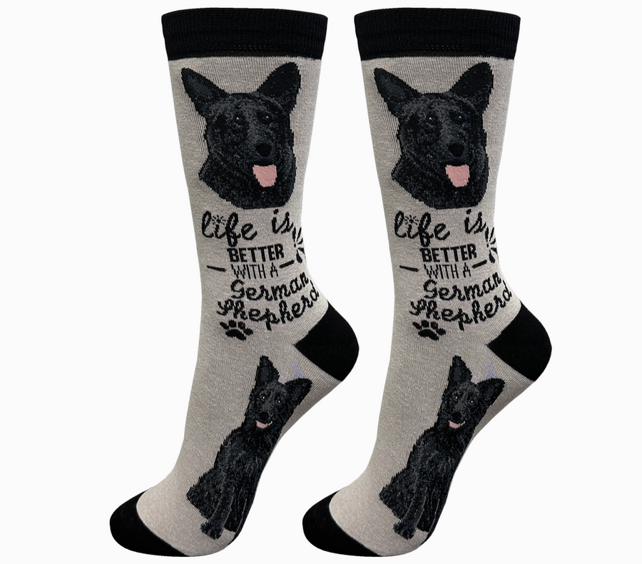 German Shepherd Black - Life is Better Socks - Premium Socks from Sock Daddy - Just $9.95! Shop now at Pat's Monograms