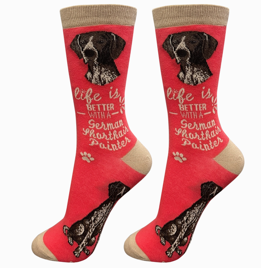 German Shorthaired Pointer - Life is Better Socks - Premium Socks from Sock Daddy - Just $9.95! Shop now at Pat's Monograms