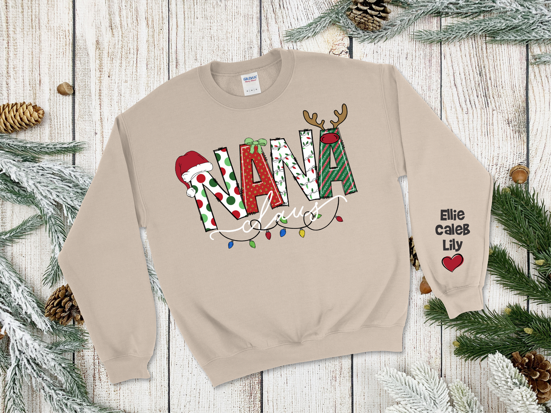 Custom Claus Sweatshirt for Grandma, Mama, Aunt, Nanny - Premium Clothing from Pat's Monograms - Just $0! Shop now at Pat's Monograms