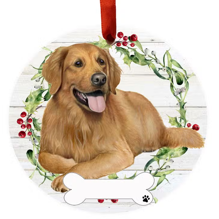 Golden Retriever Full Body Ceramic Wreath Ornament - Premium Christmas Ornament from E&S Pets - Just $9.95! Shop now at Pat's Monograms