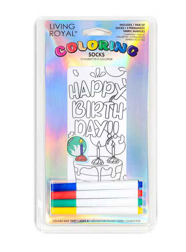 Happy Birthday Coloring Socks - Premium Socks from Living Royal - Just $8.95! Shop now at Pat's Monograms