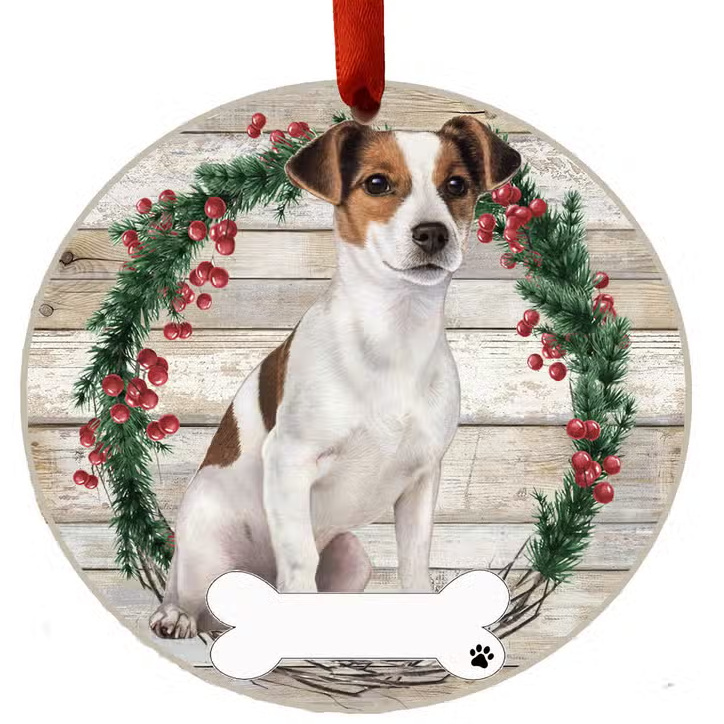 Jack Russell Full Body Ceramic Wreath Ornament - Premium Christmas Ornament from E&S Pets - Just $9.95! Shop now at Pat's Monograms