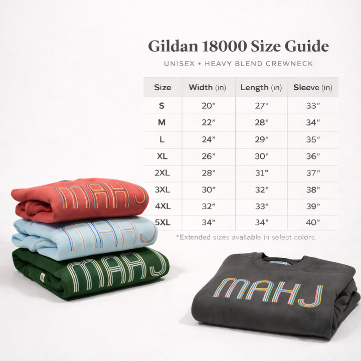 Mahjong Crewneck Sweatshirt with Retro Embroidery - Premium Sweatshirt from Pat's Monograms - Just $42! Shop now at Pat's Monograms