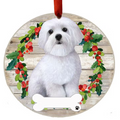 Maltese Ceramic Wreath Ornament - Premium Christmas Ornament from E&S Pets - Just $9.95! Shop now at Pat's Monograms