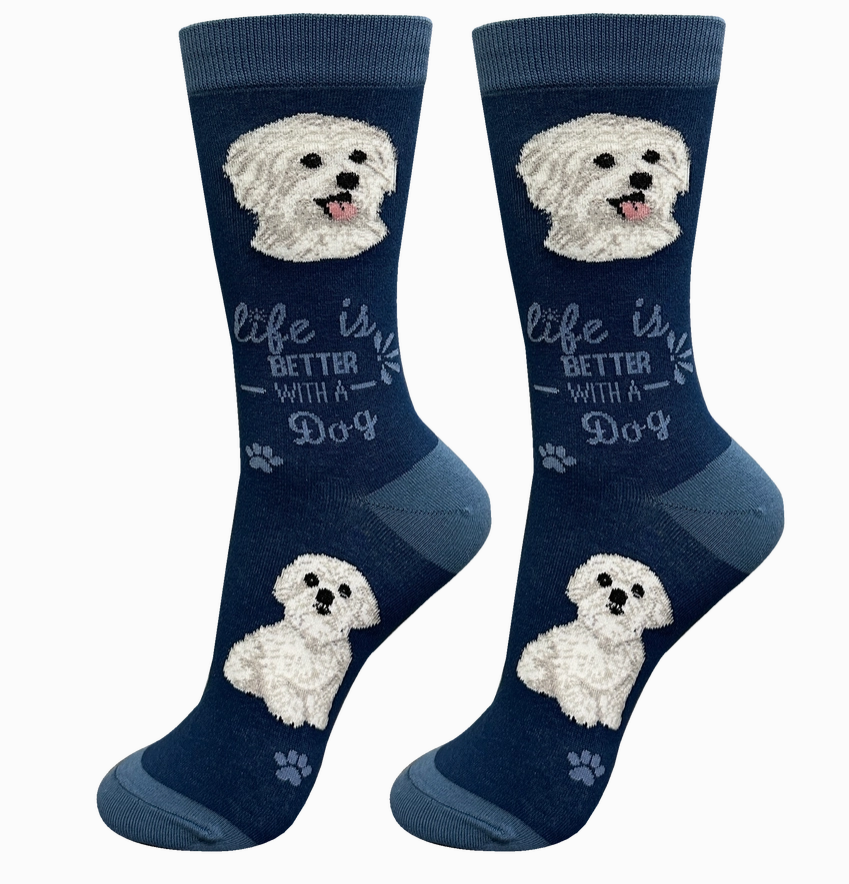 Maltese - Life is Better Socks - Premium Socks from Sock Daddy - Just $9.95! Shop now at Pat's Monograms