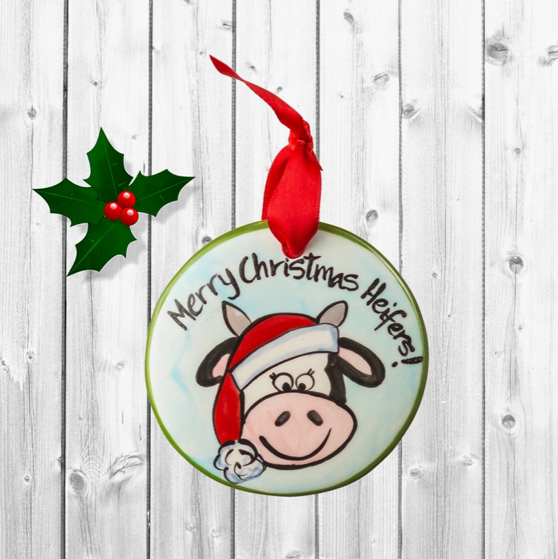 Merry Christmas Heifers Ornament - Premium  from Nola Watkins - Just $24.95! Shop now at Pat's Monograms