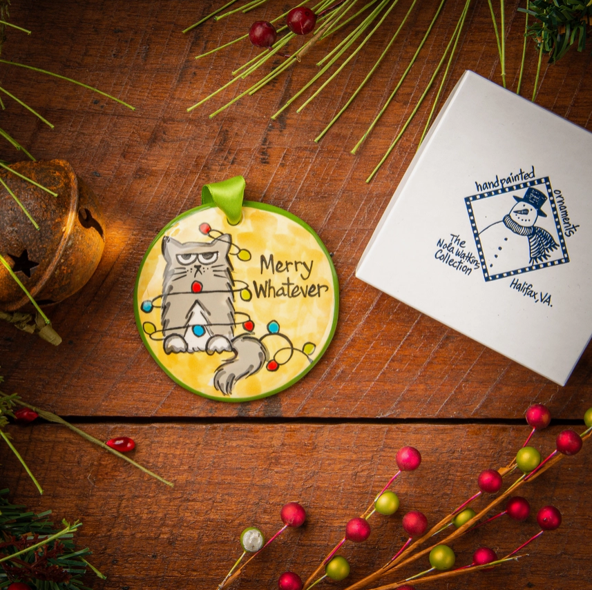 Merry Whatever Cat Christmas Ornament - Premium  from Nola Watkins - Just $24.95! Shop now at Pat's Monograms