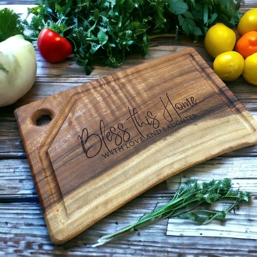 Bless This Home - Live Edge Cutting Board - Premium Cutting Boards from Pat's Monograms - Just $68.95! Shop now at Pat's Monograms