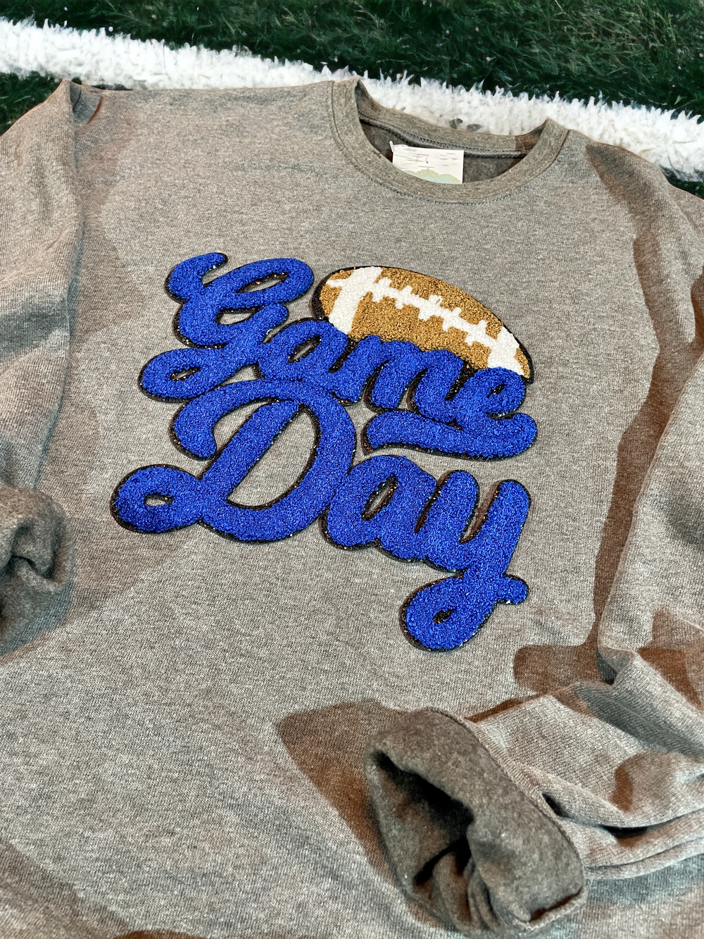 Chenille Patch Game Day Sweatshirt - Premium Sweatshirt from Pat's Monograms - Just $34.95! Shop now at Pat's Monograms