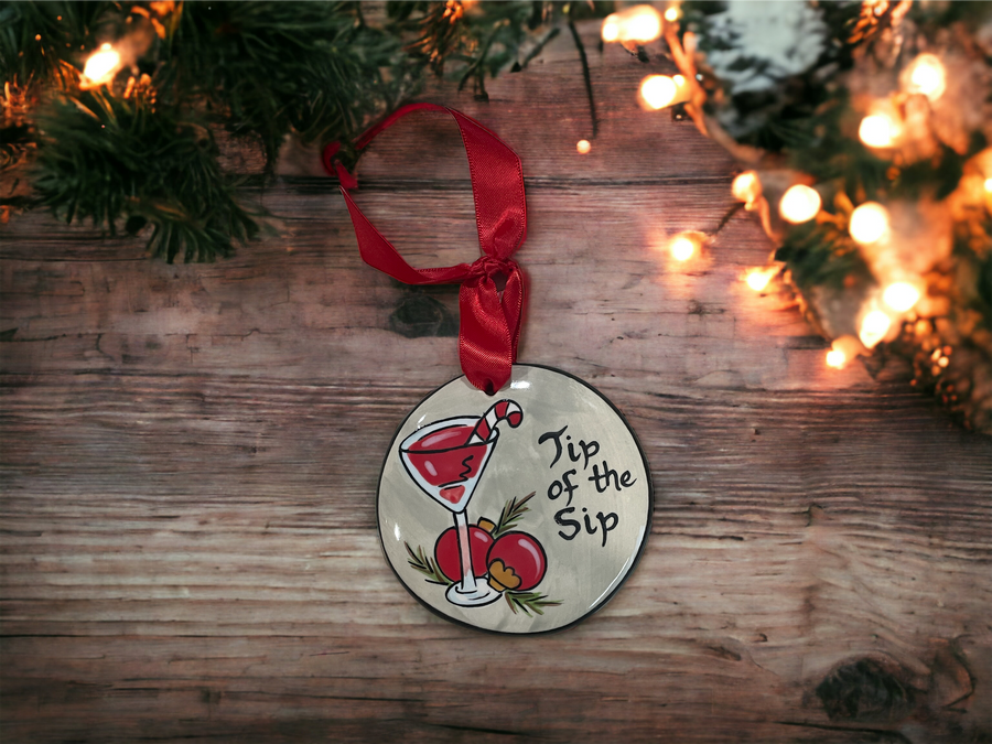 Tip of The Sip Christmas Ornament - Premium Christmas Ornament from Nola Watkins - Just $25.95! Shop now at Pat's Monograms