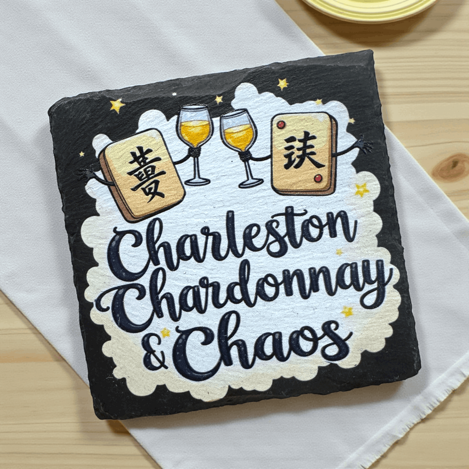 Charleston Chardonnay & Chaos Slate Coaster - Premium coasters from Pat's Monograms - Just $6.50! Shop now at Pat's Monograms