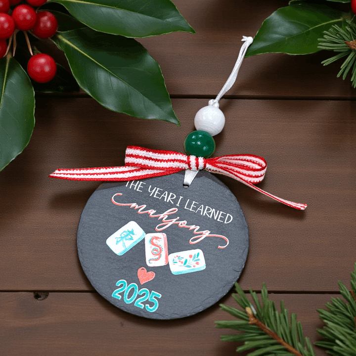 The Year I Learned Mahjong Christmas Ornament - Premium Christmas Ornament from Pat's Monograms - Just $12.95! Shop now at Pat's Monograms