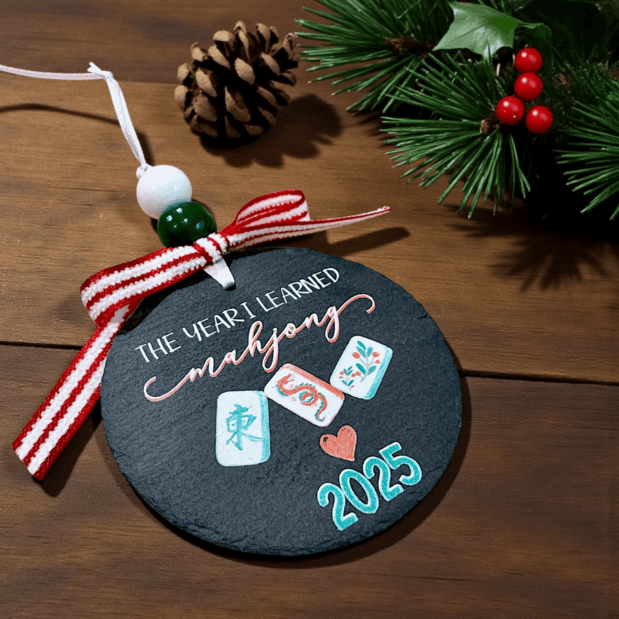 The Year I Learned Mahjong Christmas Ornament - Premium Christmas Ornament from Pat's Monograms - Just $12.95! Shop now at Pat's Monograms