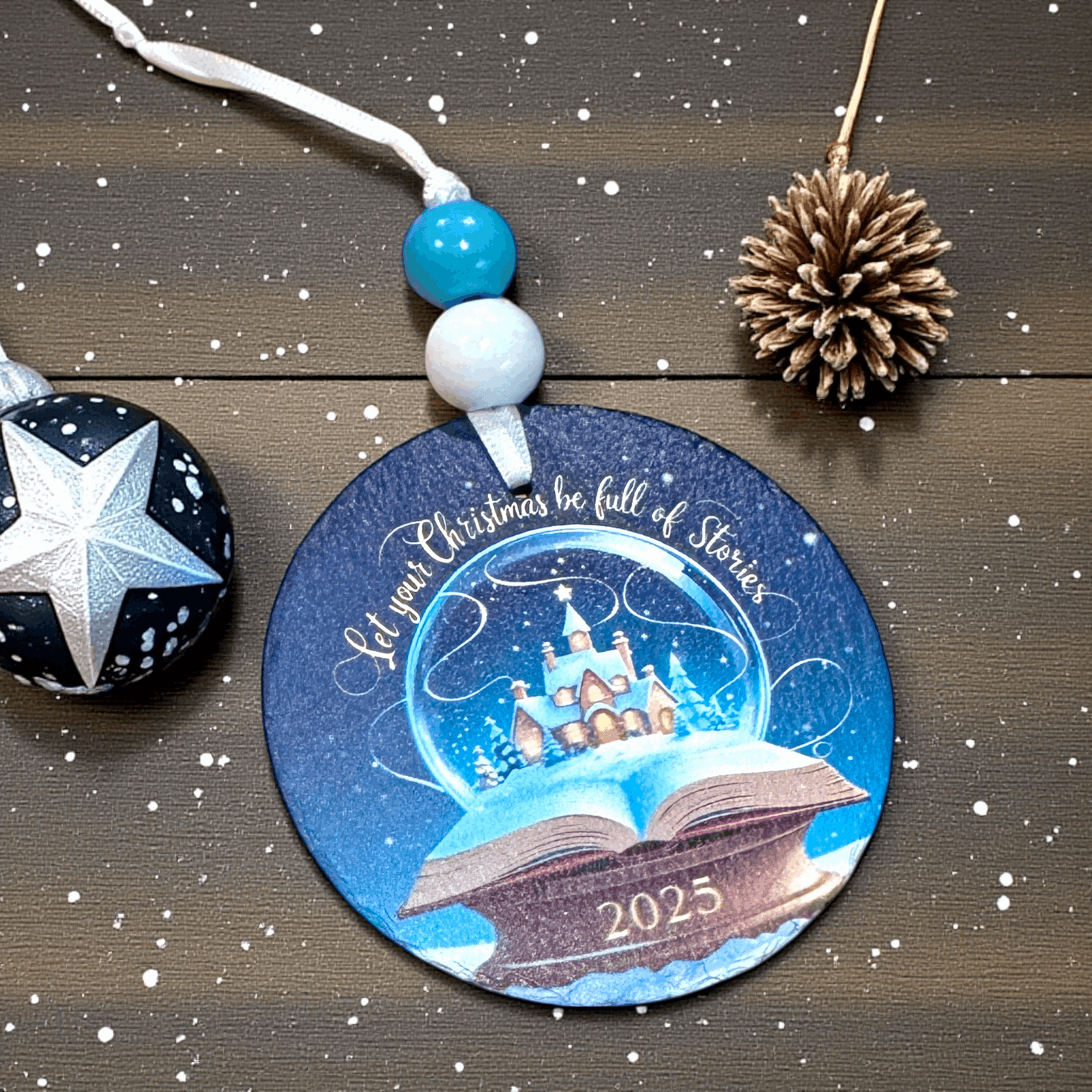 Let Your Christmas Be Full of Stories - Slate UV Printed Ornament - Premium Christmas Ornament from Pat's Monograms - Just $12.95! Shop now at Pat's Monograms