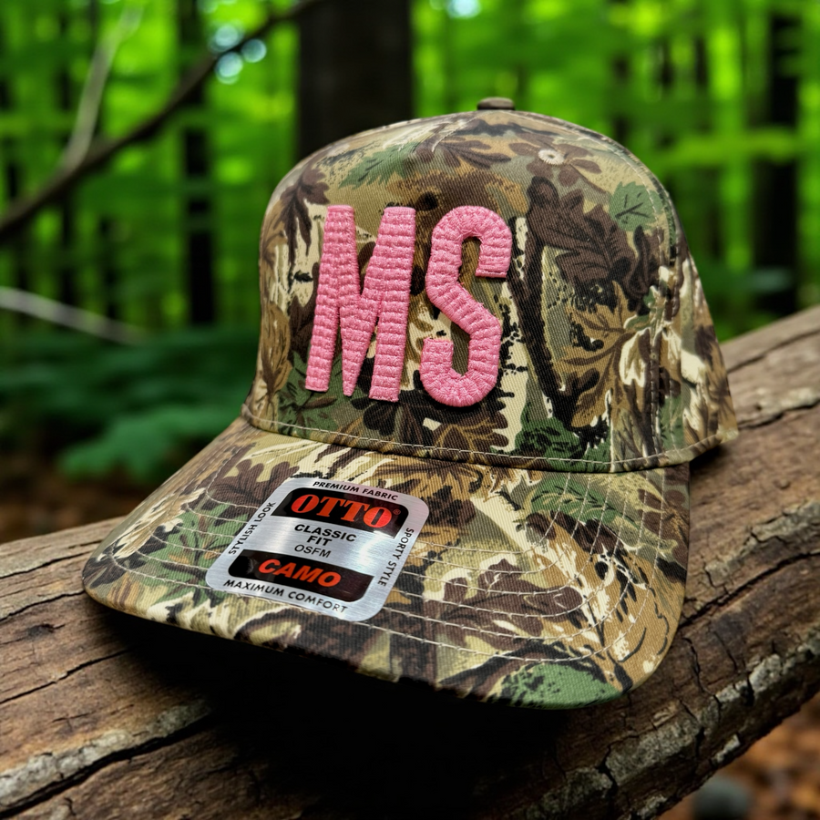 Custom State Camo Hat – Puff Stitch Letters - Premium Caps from Pat's Monograms - Just $24.95! Shop now at Pat's Monograms