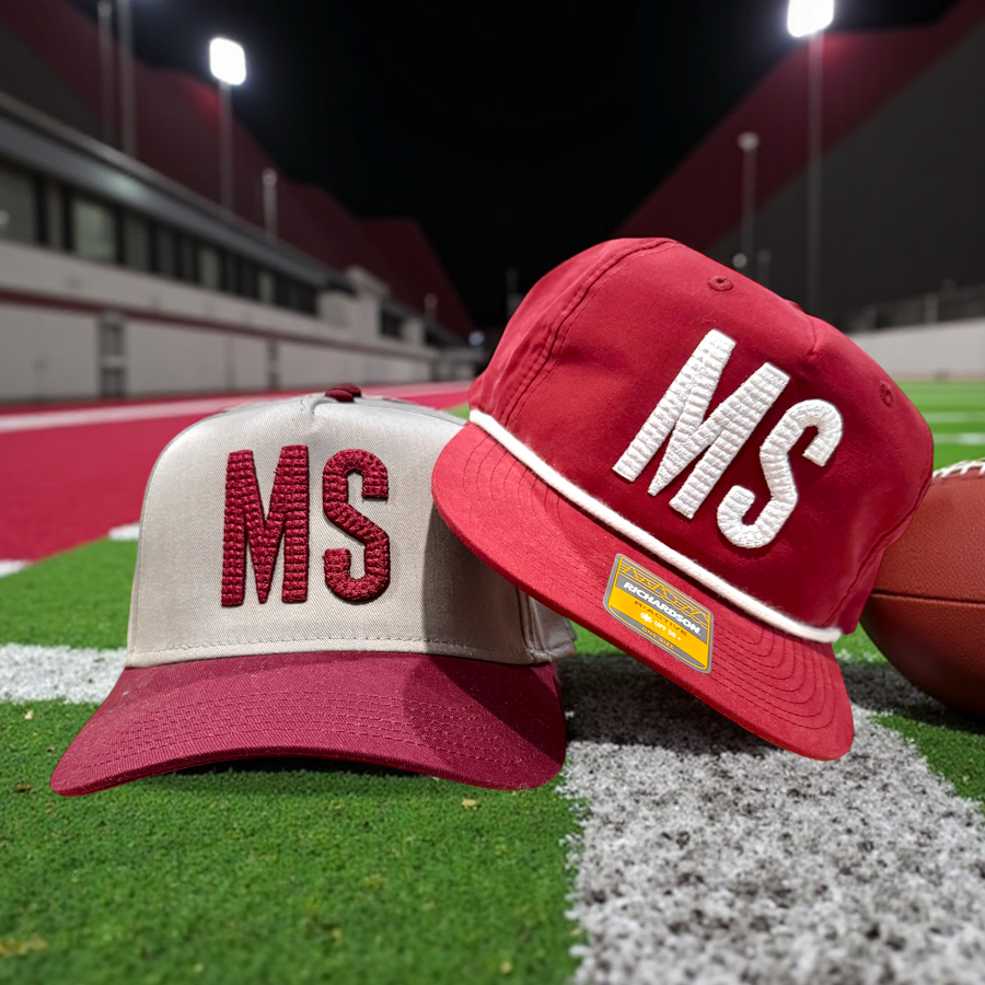 Go State! Puff Embroidery MS State Caps - Premium Caps from Pat's Monograms - Just $28.95! Shop now at Pat's Monograms