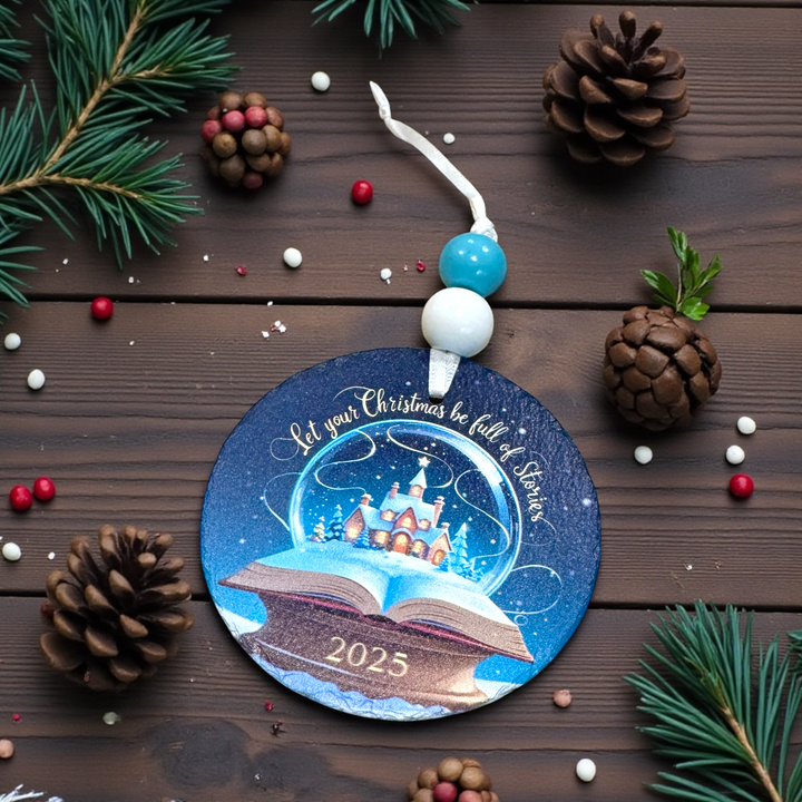Let Your Christmas Be Full of Stories - Slate UV Printed Ornament - Premium Christmas Ornament from Pat's Monograms - Just $12.95! Shop now at Pat's Monograms