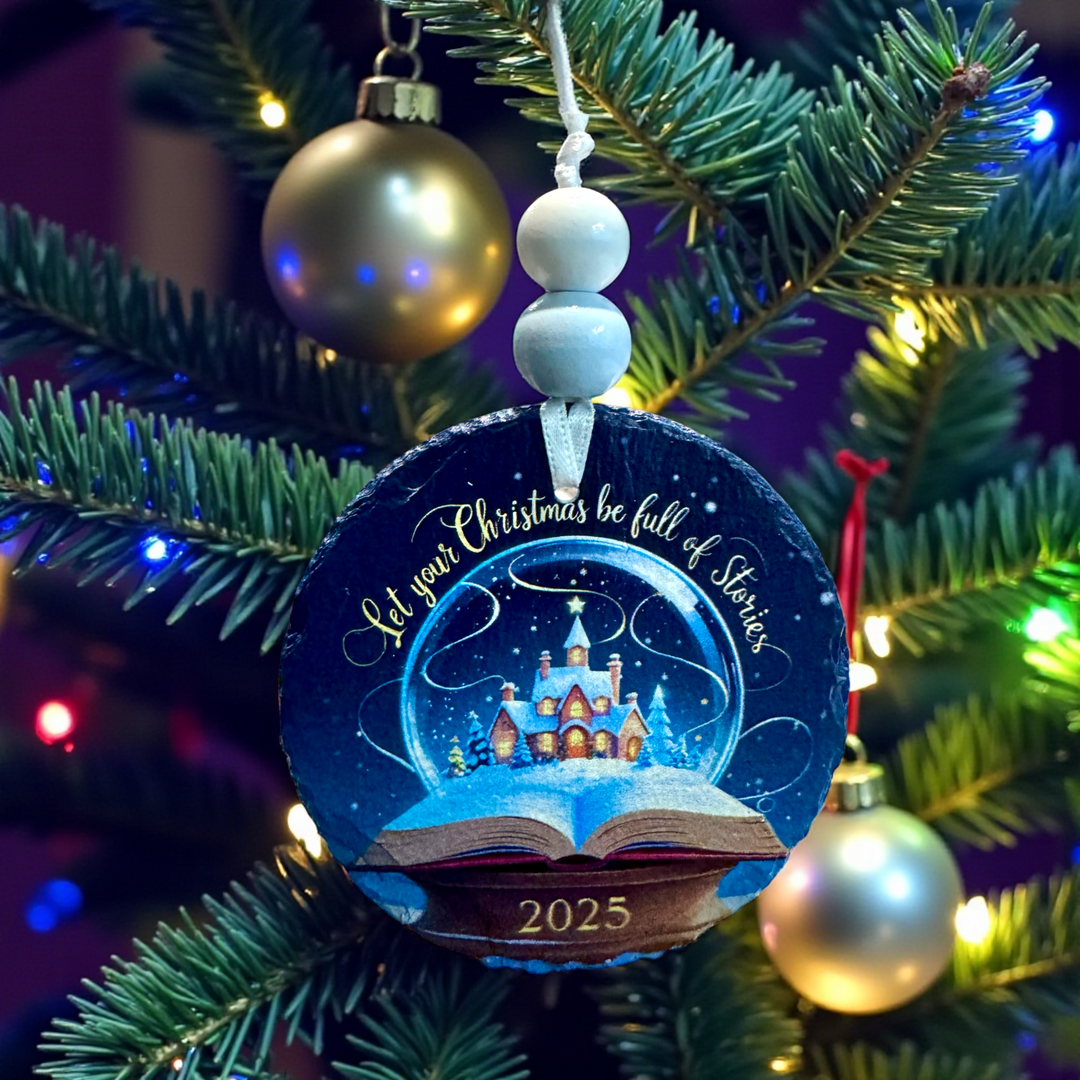 Let Your Christmas Be Full of Stories - Slate UV Printed Ornament - Premium Christmas Ornament from Pat's Monograms - Just $12.95! Shop now at Pat's Monograms