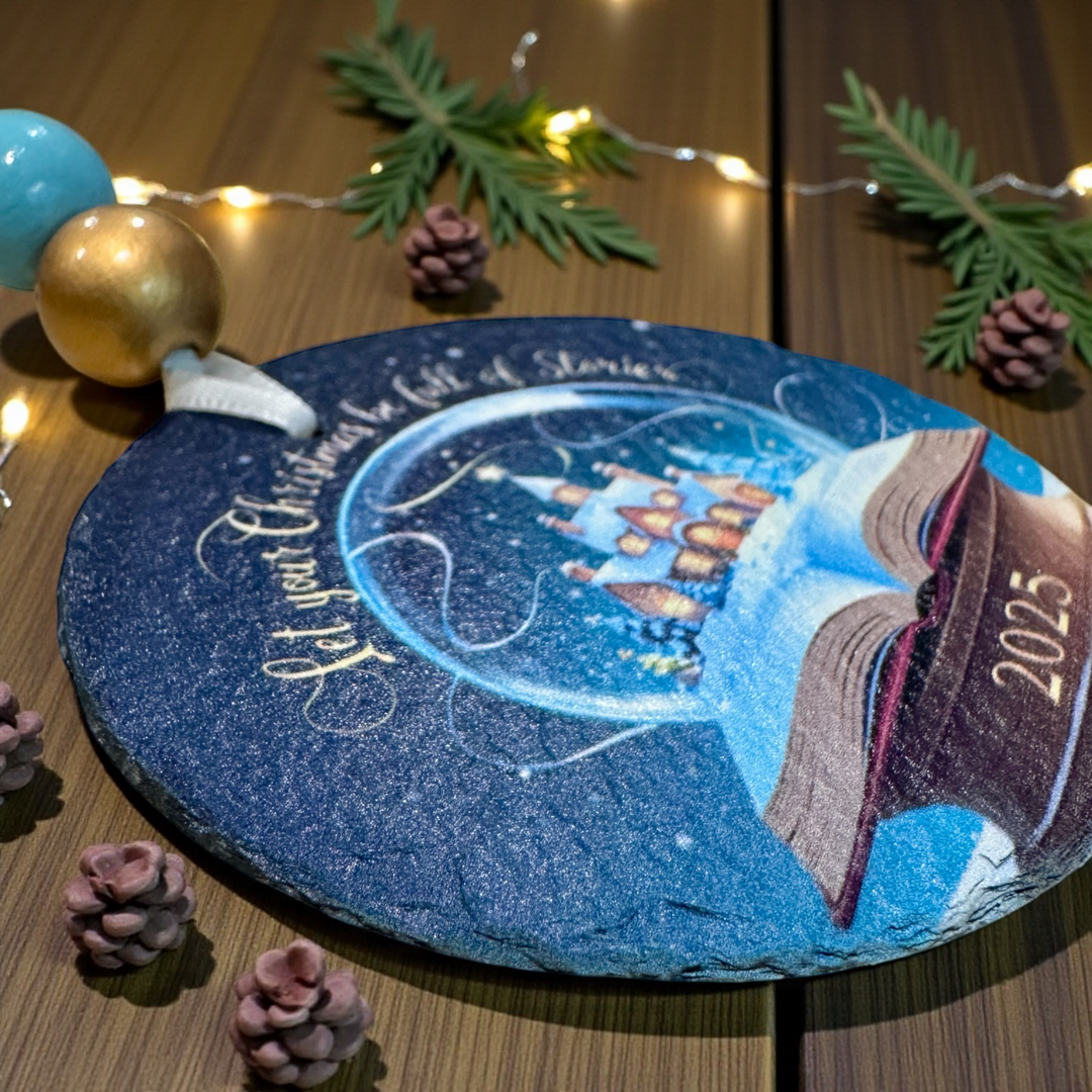 Let Your Christmas Be Full of Stories - Slate UV Printed Ornament - Premium Christmas Ornament from Pat's Monograms - Just $12.95! Shop now at Pat's Monograms