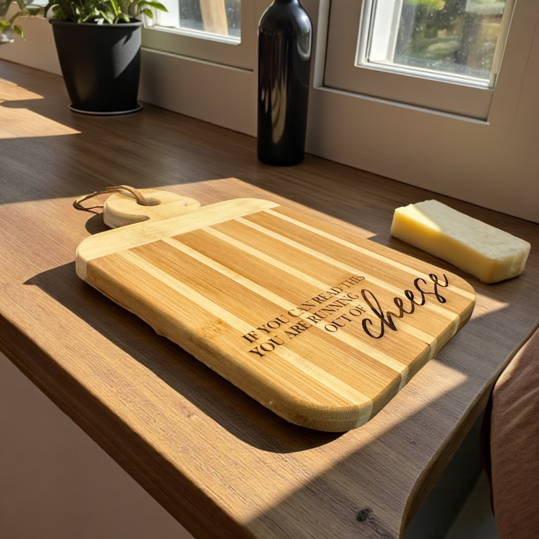 Cheese Board - Laser Engraved Bamboo Paddle Board - Premium Kitchen Accessories from Totally Bamboo - Just $12.95! Shop now at Pat's Monograms
